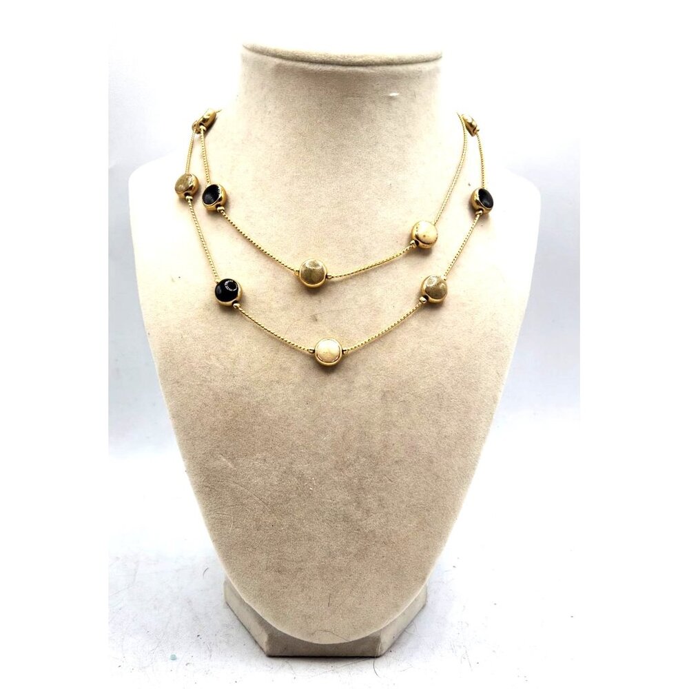 Gold Tone Change With Floating Beads, Gold, Black, Tan